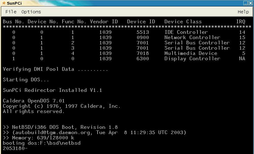 screenshot of netbsd booting